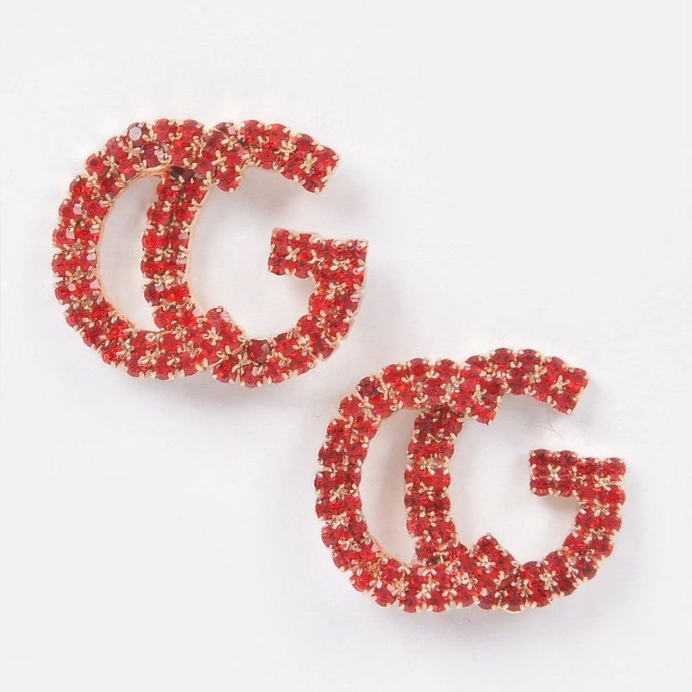 Cg Rhinestone Button Earring